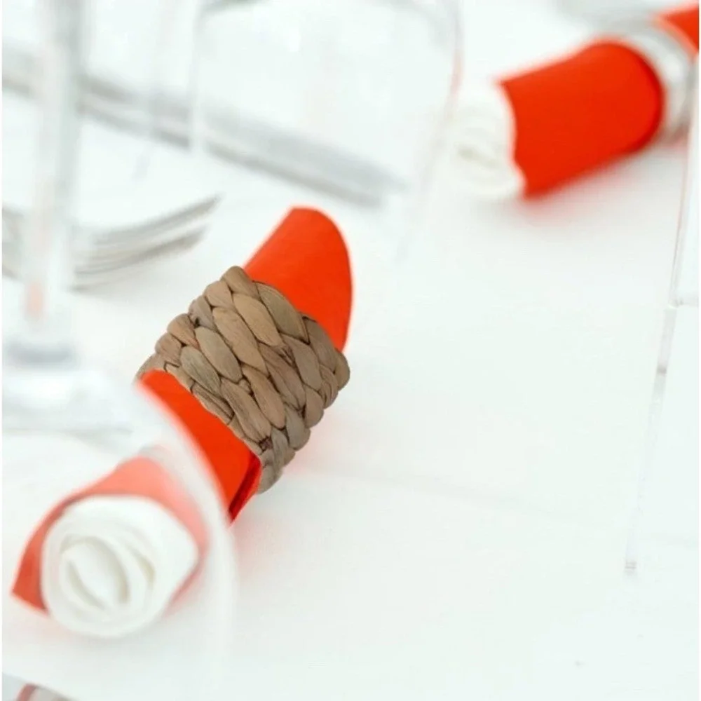 Set of 6 Vtg Woven Seagrass Napkin Rings Rustic Dining Table Place‎ Setting 2